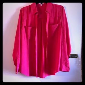 Hot Pink button down blouse